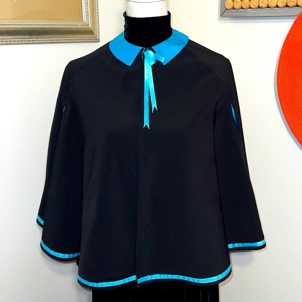 Black and Teal Handmade Cape
